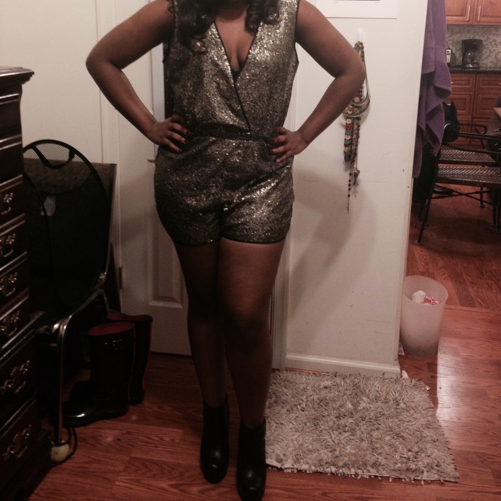 ASOS romper in gold sequins.